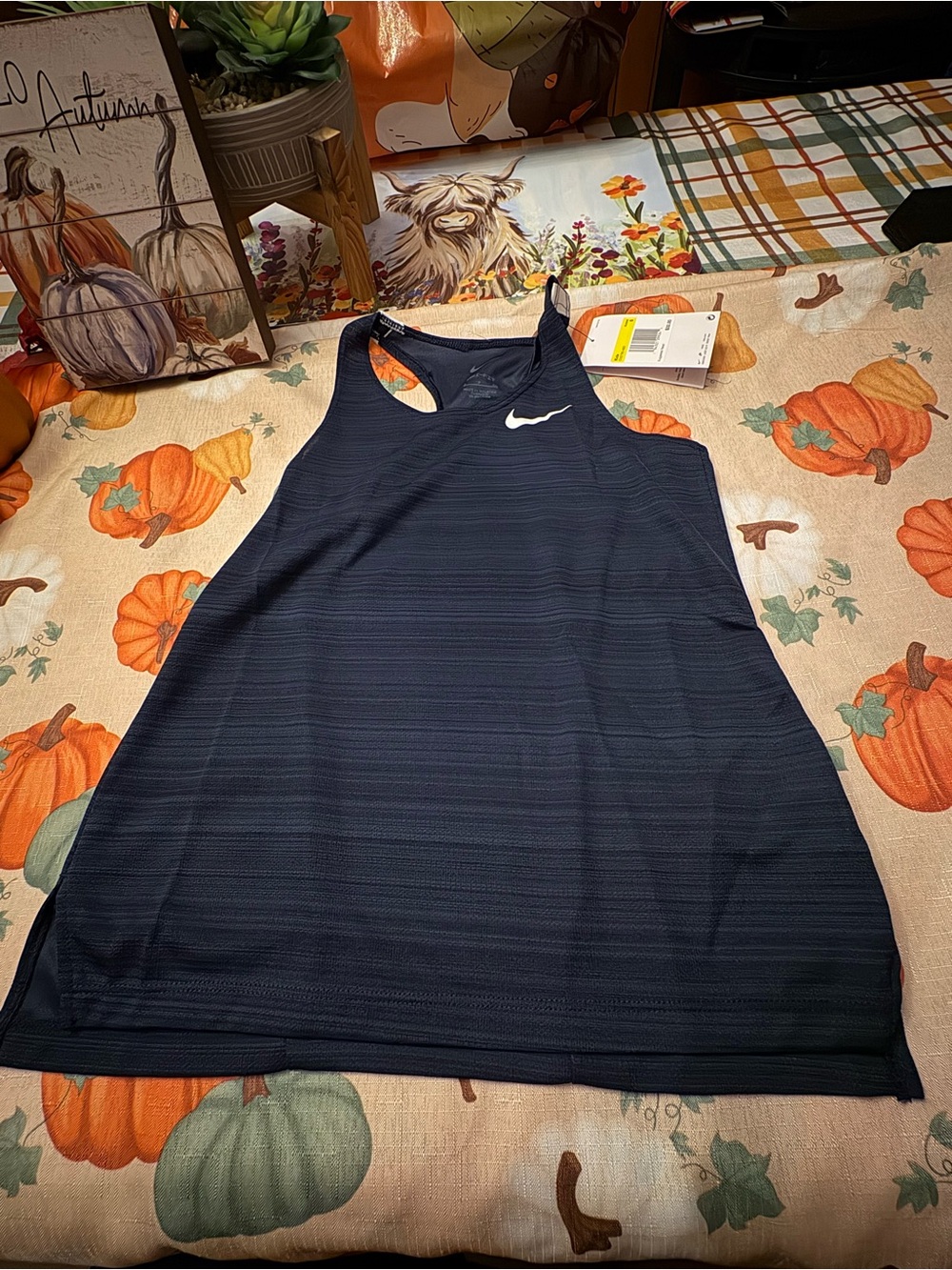 Nike Women's Navy Blue Racerback Swim Coverup with White Swoosh